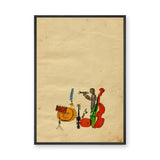Music Vintage Wall Art – Whimsical Jazz Band Illustration