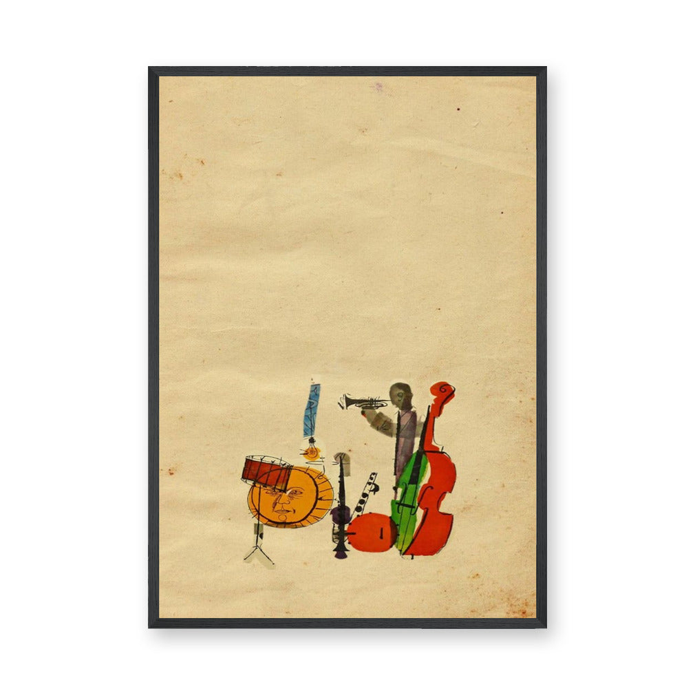 Music Vintage Wall Art – Whimsical Jazz Band Illustration