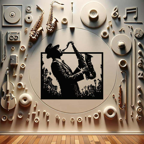 Saxophone Player Metal Wall Art