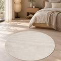 Mystic Modern Area Rug – Light Beige in a bedroom