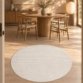 Mystic Modern Area Rug – Light Beige in a dining room