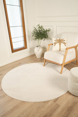 Mystic Modern Area Rug – Light Beige in a living room