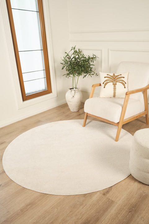 Mystic Modern Area Rug – Light Beige in a living room