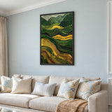 Nature Landscape Abstract Wall Art – Green Gold Terraced Fields