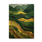 Nature Landscape Abstract Wall Art – Green Gold Terraced Fields
