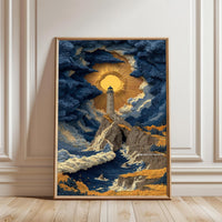 @neptuunee6666 Lighthouse and Stormy Sea Aesthetic Wall Décor Poster Print