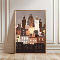 New York City Skyline Illustration Wall Poster by Jamey Christoph – Aesthetic Cityscape Wall Print