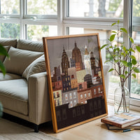 New York City Skyline Illustration Wall Poster by Jamey Christoph – Aesthetic Cityscape Wall Print