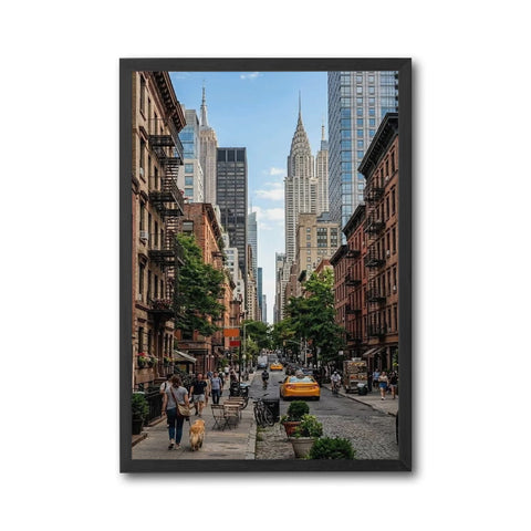 New York City Street Scene Aesthetic Print | Urban Skyline Home Art