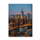 New York Cityscape Modern Wall Art – Brooklyn Bridge at Dusk