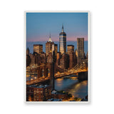 New York Cityscape Modern Wall Art – Brooklyn Bridge at Dusk