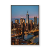 New York Cityscape Modern Wall Art – Brooklyn Bridge at Dusk