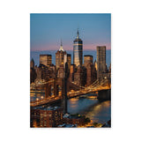 New York Cityscape Modern Wall Art – Brooklyn Bridge at Dusk