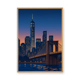 New York Cityscape Modern Wall Art – Brooklyn Bridge Skyline at Dusk