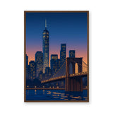 New York Cityscape Modern Wall Art – Brooklyn Bridge Skyline at Dusk