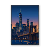 New York Cityscape Modern Wall Art – Brooklyn Bridge Skyline at Dusk