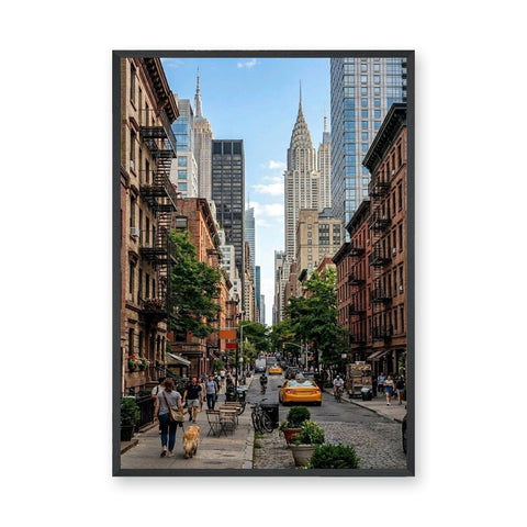 New York Cityscape Modern Wall Art – Yellow Taxis and Skyline