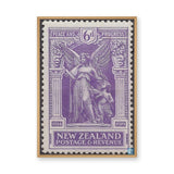 New Zealand Stamp Vintage Wall Art – Purple Peace and Progress Print