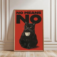 No Means No Cat Pop Art Décor Poster, Funny Cat Wall Poster
