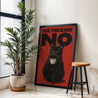 No Means No Cat Pop Art Décor Poster, Funny Cat Wall Poster