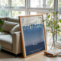 Northern Text Aesthetic Sailboat Décor Poster, Minimal Home Wall Print
