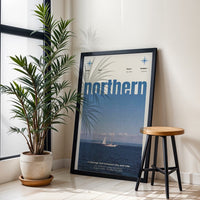Northern Text Aesthetic Sailboat Décor Poster, Minimal Home Wall Print