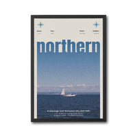 Northern Text Aesthetic Sailboat Décor Poster, Minimal Home Wall Print