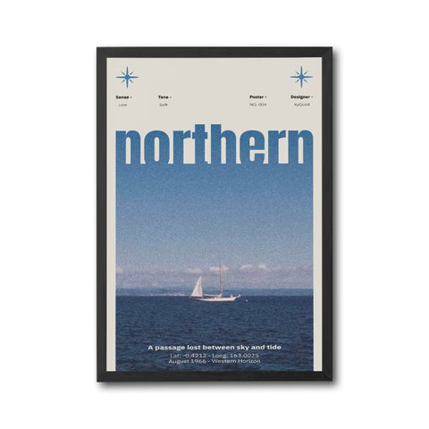 Northern Text Aesthetic Sailboat Décor Poster, Minimal Home Wall Print