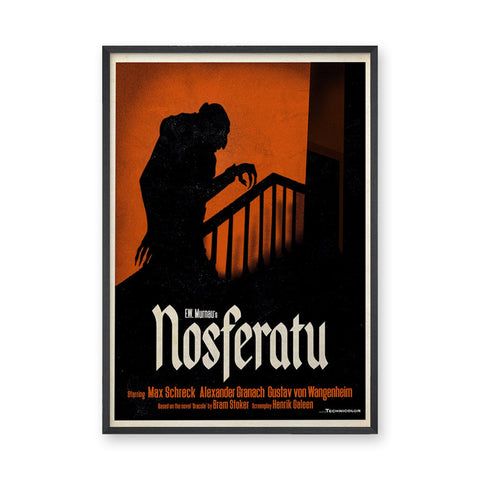 Nosferatu Vintage Movie Wall Art – Orange Vampire Stair Poster