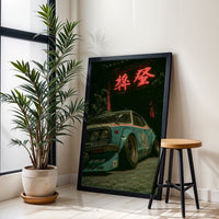 Nuroyuki Retro Car Neon Lights Cinematic Wall Print