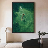 Ocean Sea Modern Wall Art – Overhead Swimmers in Deep Green Water