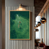 Ocean Sea Modern Wall Art – Overhead Swimmers in Deep Green Water