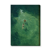 Ocean Sea Modern Wall Art – Overhead Swimmers in Deep Green Water