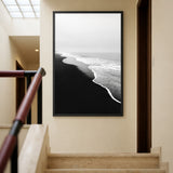 Ocean Shoreline Minimalist Coastal Wall Art – Black and White Beach Photography