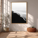 Ocean Shoreline Minimalist Coastal Wall Art – Black and White Beach Photography