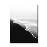 Ocean Shoreline Minimalist Coastal Wall Art – Black and White Beach Photography
