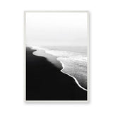 Ocean Shoreline Minimalist Coastal Wall Art – Black and White Beach Photography