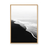 Ocean Shoreline Minimalist Coastal Wall Art – Black and White Beach Photography