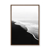 Ocean Shoreline Minimalist Coastal Wall Art – Black and White Beach Photography
