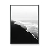 Ocean Shoreline Minimalist Coastal Wall Art – Black and White Beach Photography