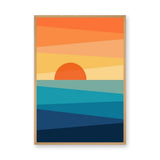 Ocean Sunset Minimalist Wall Art – Abstract Coastal Seascape