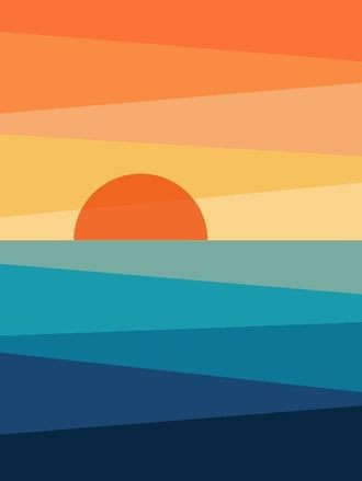 Ocean Sunset Minimalist Wall Art – Abstract Coastal Seascape
