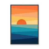 Ocean Sunset Minimalist Wall Art – Abstract Coastal Seascape