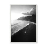 Ocean Wave Photography Coastal Wall Art – Black-and-White Surf Coast