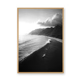 Ocean Wave Photography Coastal Wall Art – Black-and-White Surf Coast