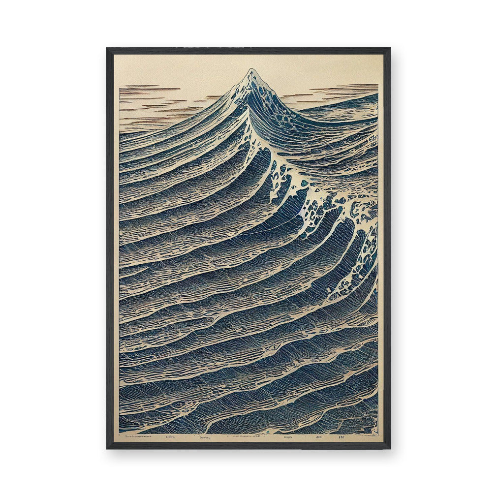 Ocean Wave Traditional Wall Art – Japanese Woodblock Mountain Print