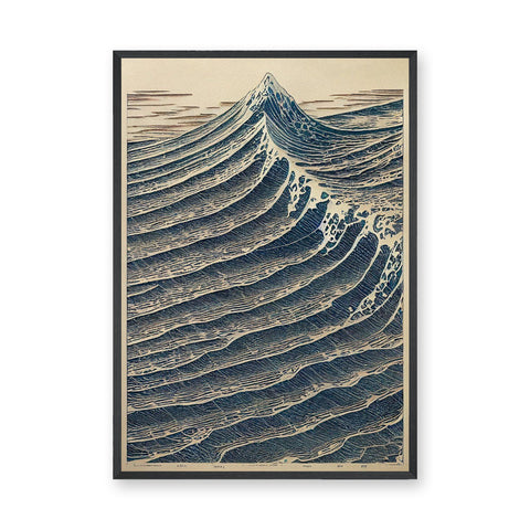 Ocean Wave Traditional Wall Art – Japanese Woodblock Mountain Print