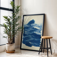 Ocean Waves Aesthetic Wall Print – Panoramic Beach Décor Print, Calming Ocean Canvas Print for Aesthetic Room Decor