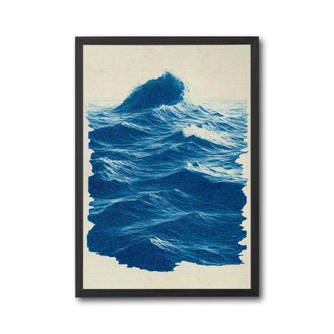 Ocean Waves Aesthetic Wall Print – Panoramic Beach Décor Print, Calming Ocean Canvas Print for Aesthetic Room Decor