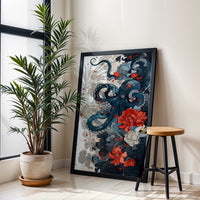 Octopus and Floral Aesthetic Home Art Print